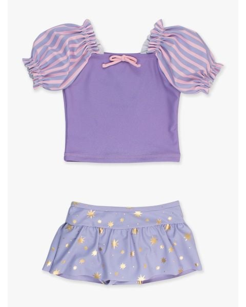 Amethyst Princess Puffed Sleeve Skirted 2-Piece Swimsuit