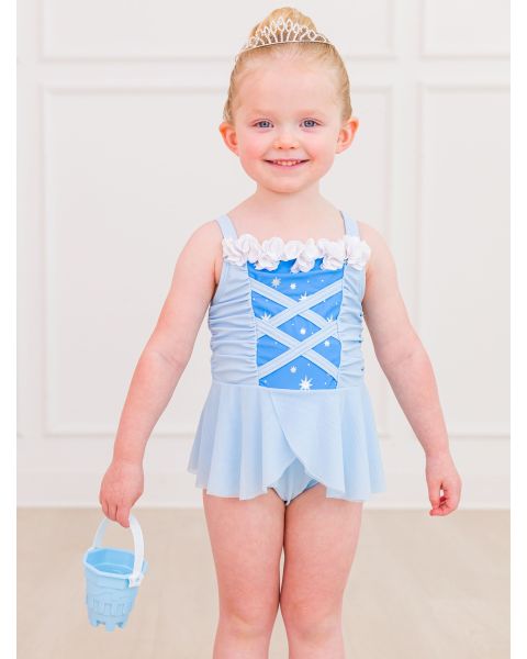 Crystal Blue Princess Dress-Up One Piece Swimsuit
