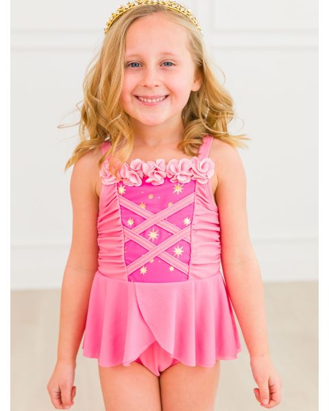 Royal Pink Princess Dress-Up One Piece Swimsuit