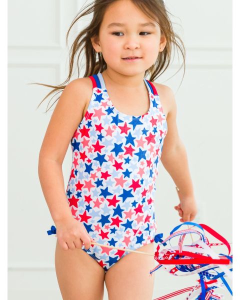 Shimmer Star-Spangled Cross-Back One Piece Swimsuit
