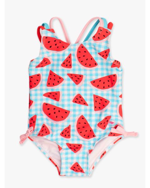 Watermelon Gingham Cross-Back One Piece Swimsuit