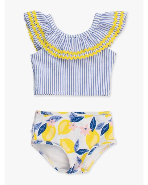 Lemon Capri Ric Rac Ruffle Tankini 2-Piece Swimsuit, with Signature Rear Ruffles