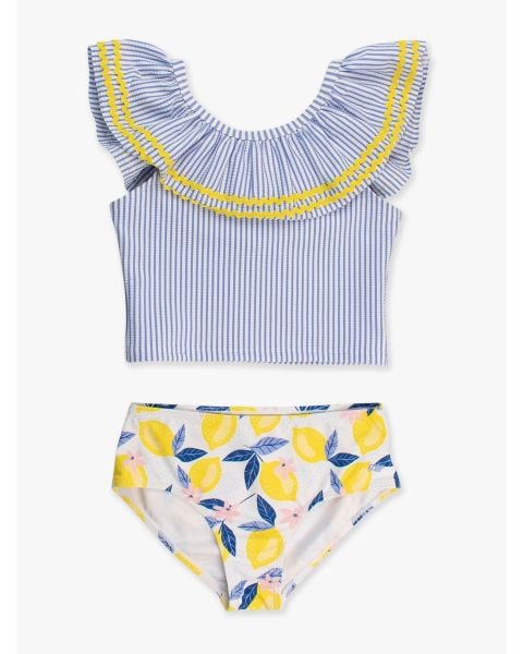 Lemon Capri Girls Ric Rac Ruffle Tankini 2-Piece Swimsuit