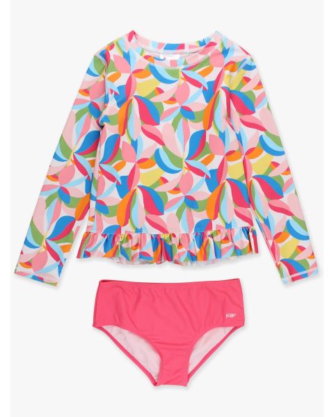 Tropical Adventure Long Sleeve Rash Guard 2-Piece Swimsuit