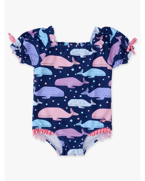 Whale Harbor Puff Sleeve One Piece Swimsuit