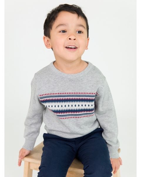 Cozy Fair Isle Knit Crew Neck Sweater