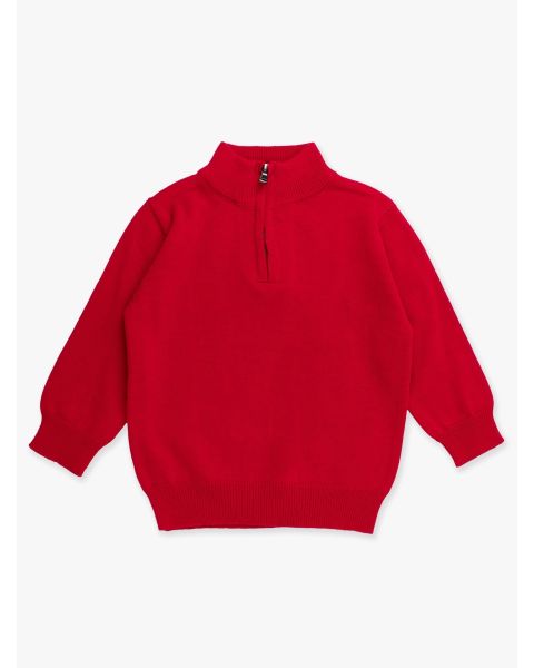 Red Quarter Zip Sweater