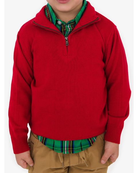 Red Quarter Zip Sweater