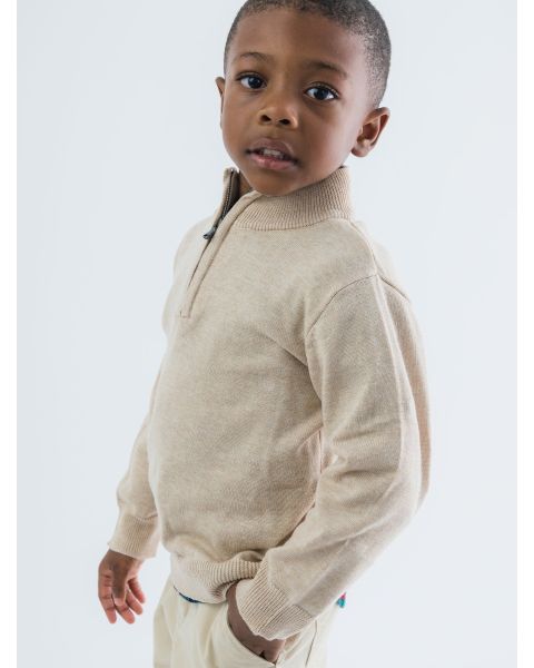 Heather Oatmeal Quarter-Zip Sweater