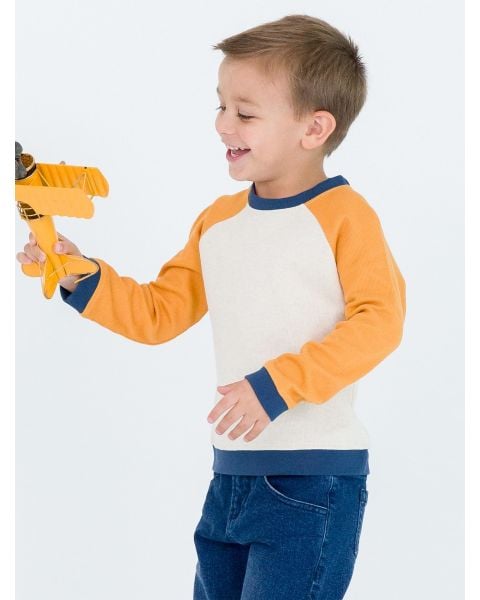Heather Oatmeal Color Block Knit Raglan Sweatshirt