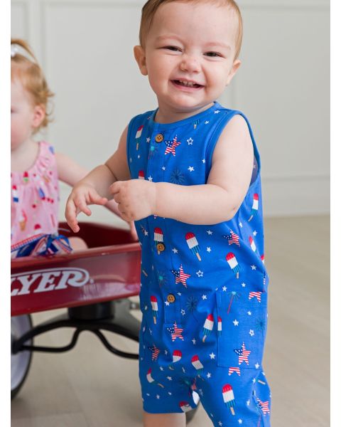 Freedom Fireworks Pocket Knit Romper