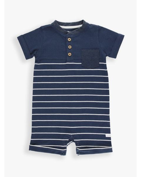 Navy and Gray Stripe Henley Romper
