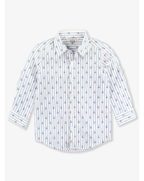 Anchors Ahoy Stripe Long Sleeve Button Down Shirt