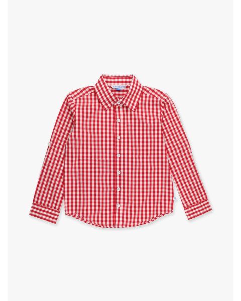 Classic Red Gingham Long Sleeve Button Down Shirt