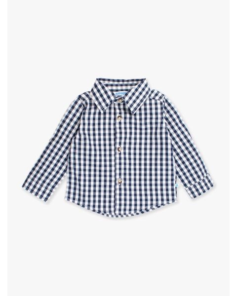 Classic Dark Navy Gingham Long Sleeve Button Down Shirt