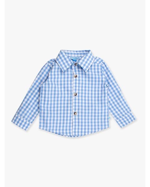 Classic Periwinkle Blue Gingham Long Sleeve Button Down Shirt
