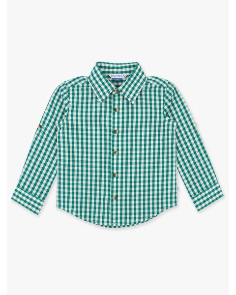 Classic Emerald Green Gingham Long Sleeve Button Down Shirt