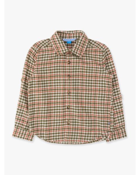 Classic Dusty Olive Houndstooth Long Sleeve Button Down Shirt