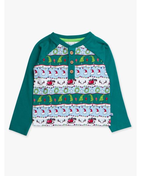 Festive Fair Isle Long Sleeve Raglan Henley Tee