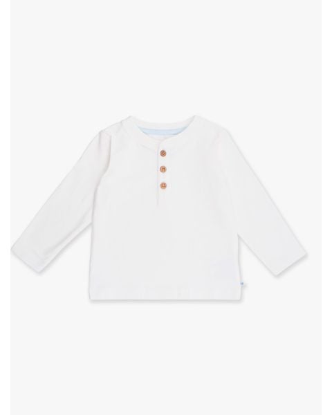 White Knit Long Sleeve Henley Tee