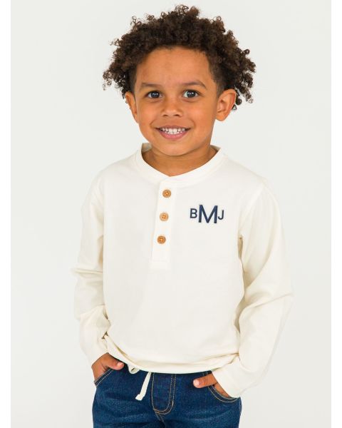 Ivory Knit Long Sleeve Henley Tee
