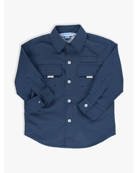 Navy Sun Protective Button Down Shirt