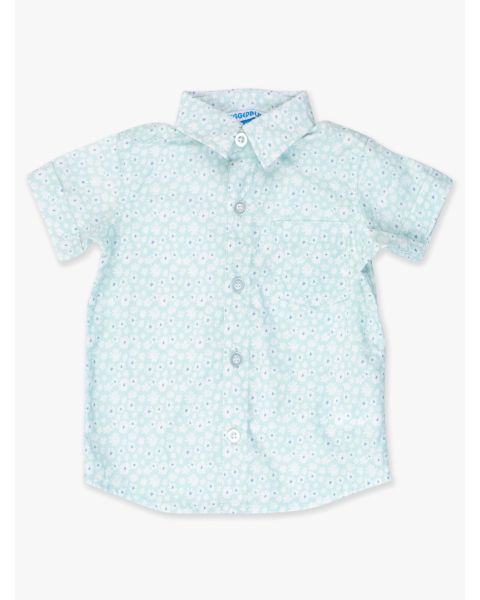 Mint Daisies Short Sleeve Button Down Shirt
