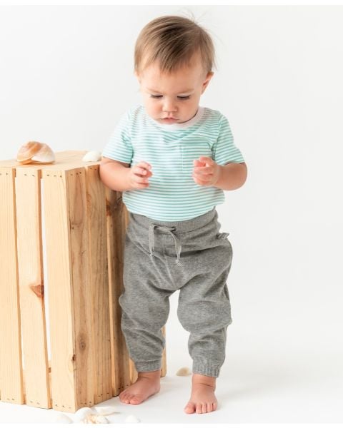Vintage Aqua Stripe Short Sleeve Pocket Bodysuit