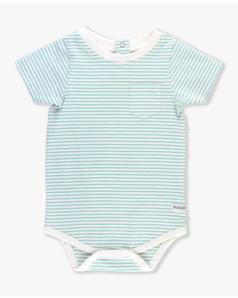 Vintage Aqua Stripe Short Sleeve Pocket Bodysuit
