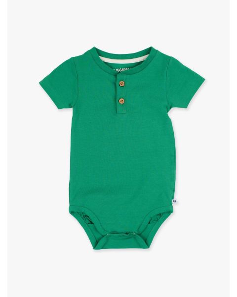 Green Short Sleeve Knit Henley Bodysuit