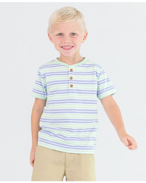 Surf Crew Stripe Short Sleeve Knit Henley