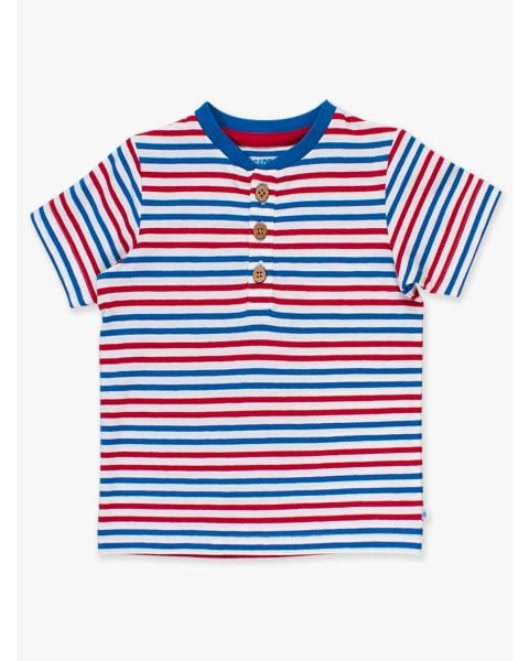 Red White & Blue Stripe Short Sleeve Knit Henley