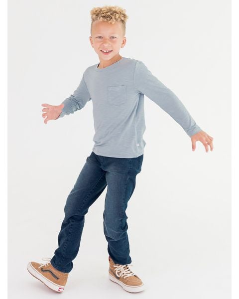 Frost Blue Ultrasoft Knit Long Sleeve Pocket Tee