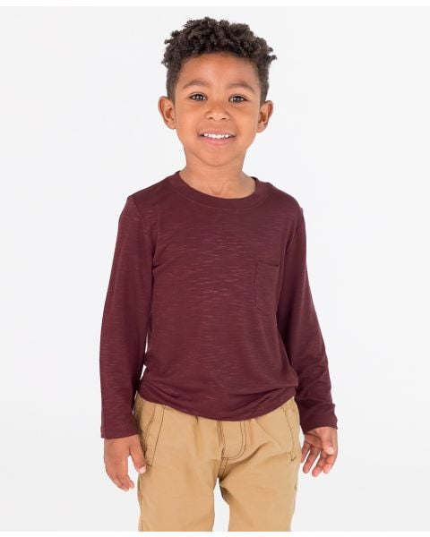 Mahogany Ultrasoft Knit Long Sleeve Pocket Tee