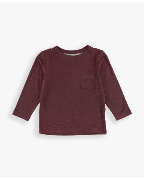 Mahogany Ultrasoft Knit Long Sleeve Pocket Tee