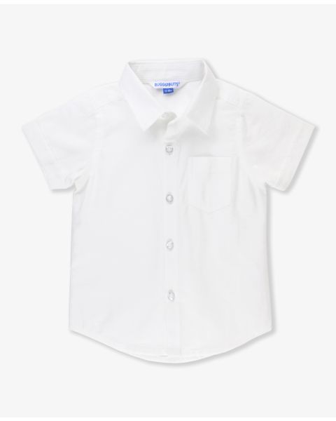 White Dobby Short Sleeve Button Down Shirt - 5