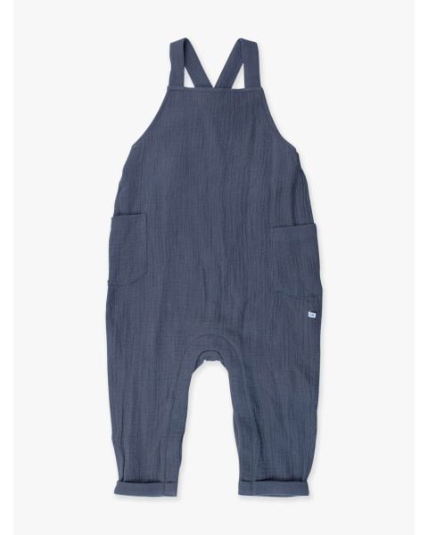Steel Blue Cotton Gauze Overall Jumpsuit