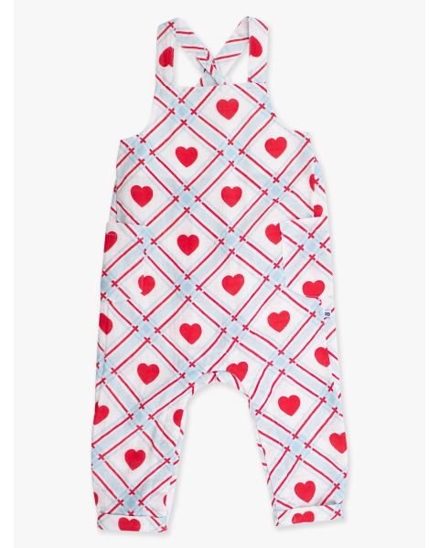Blue Sweetheart Plaid Cotton Gauze Overall Jumpsuit
