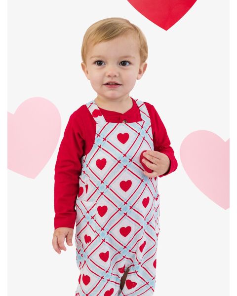 Blue Sweetheart Plaid Cotton Gauze Overall Jumpsuit