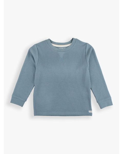 Slate Waffle Knit Long Sleeve Crew Neck Shirt