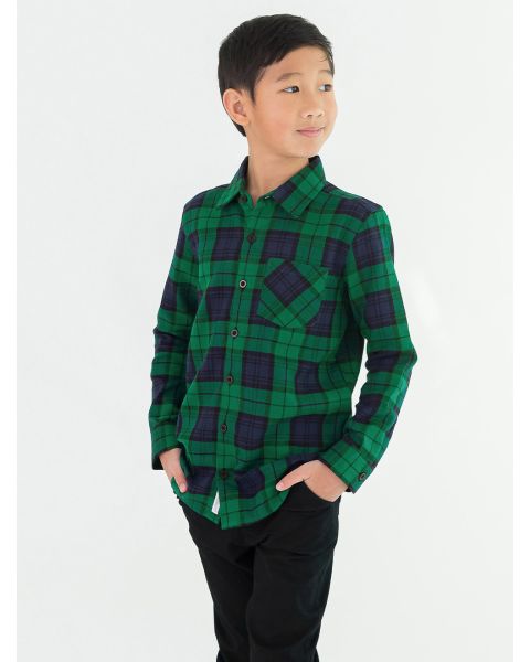 Hunter Plaid Flannel Long Sleeve Button Down Shirt