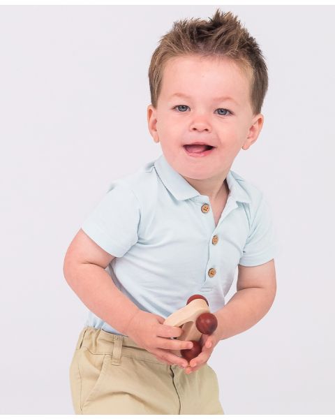 Light Blue Short Sleeve Polo Bodysuit