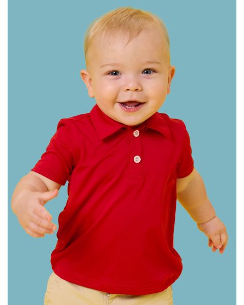 Red Knit Short Sleeve Performance Polo