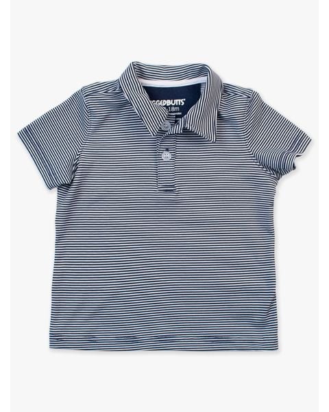 Dark Navy Micro Stripe Knit Short Sleeve Performance Polo