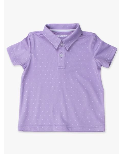 Lavender Pin Dot Knit Short Sleeve Performance Polo