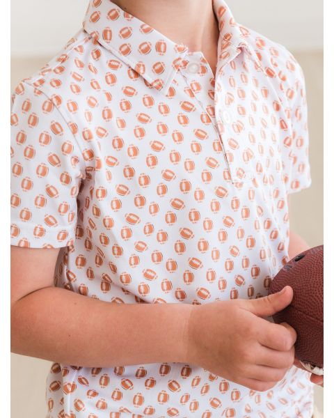 Football Frenzy Knit Short Sleeve Performance Polo