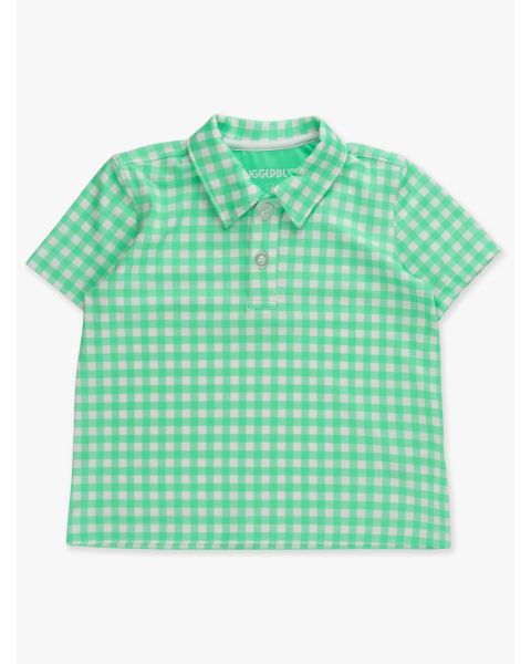 Classic Spring Green Gingham Knit Short Sleeve Performance Polo