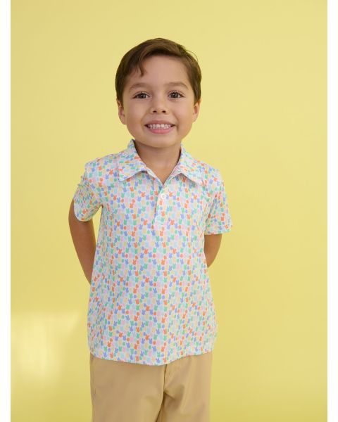 Hoppy Eggs Knit Short Sleeve Performance Polo