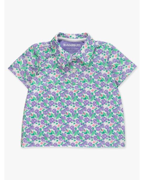 Tiny Purple Hydrangea Garden Knit Short Sleeve Performance Polo