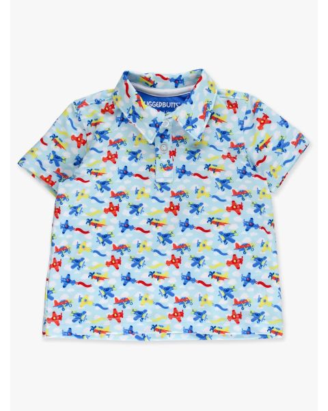 Tiny Plane Parade Knit Short Sleeve Performance Polo